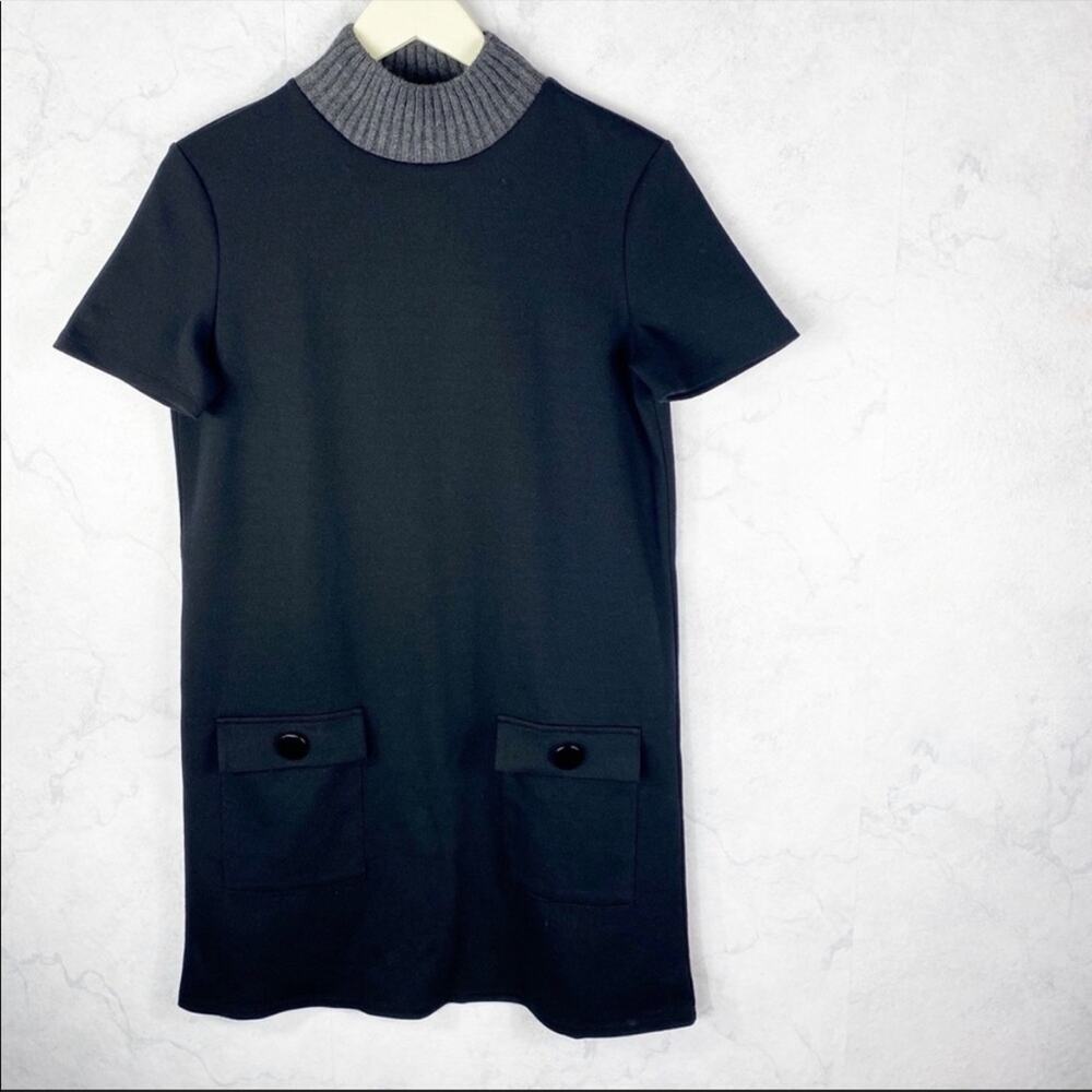 Zara Black Mini Dress with Gray Collar